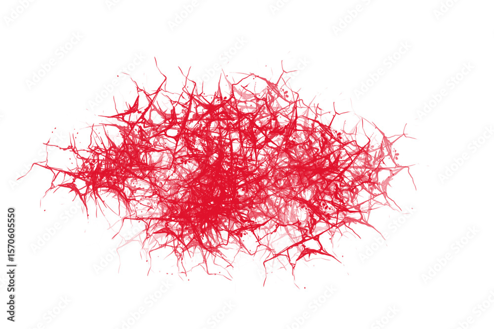 Naklejka premium Red chaotic web splatter burst for powerful design overlays and horror-inspired posters