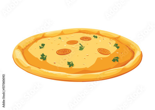 Plain Golden Round Flatbread - Vector Illustration