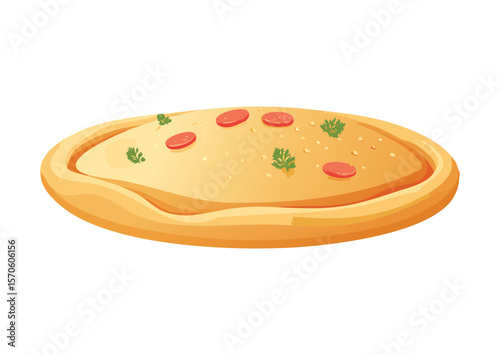 Savory Baked Bread with Red Garnish - Vector Illustration