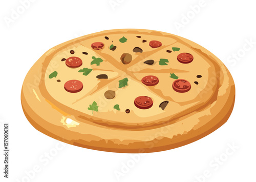 Round Flatbread with Dark Specks and Holes - Vector Illustration