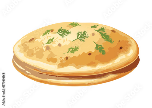 Stack of Irregularly Shaped Flatbreads - Vector Illustration