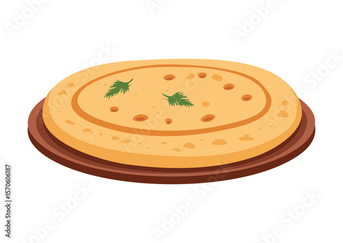 Round Flatbread with Surface Dimples - Vector Illustration