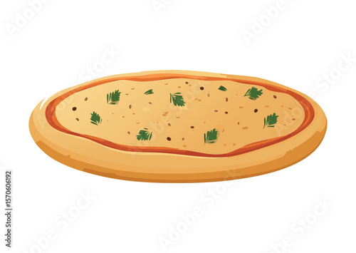 Savory Baked Bread with Green Garnish - Vector Illustration