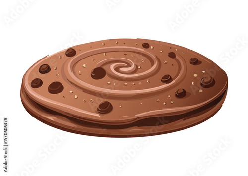 Brown Pancake Chocolate Swirl Design - Vector Illustration