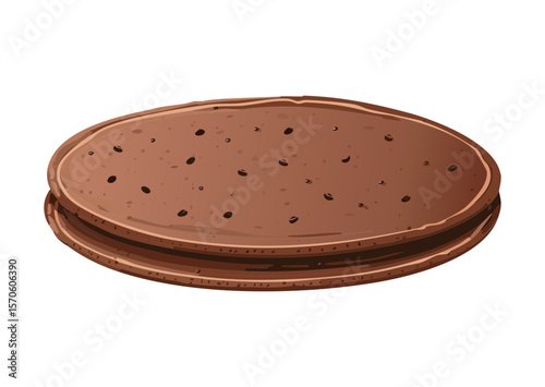 Brown Pancake Sprinkles Simple Dessert - Vector Illustration