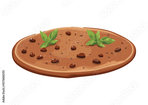 Brown Pancake Herbs Crumbles Topping - Vector Illustration