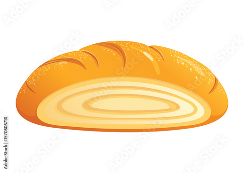 Sliced Sweet Bread Loaf with Swirl Pattern - Vector Illustration