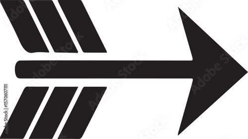 Black arrow with fletching symbol directional