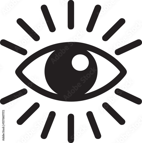 Black eye symbol radiating lines vision perception