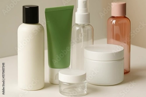 set of cosmetic bottles