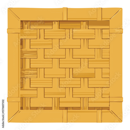 Natural Straw Woven Basket Pattern Background - Vector Illustration