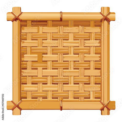Square Woven Basket Texture Background - Vector Illustration