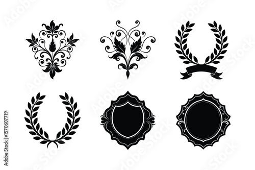 Decorative scroll flourishes with antique styling Silhouette Vector illustration