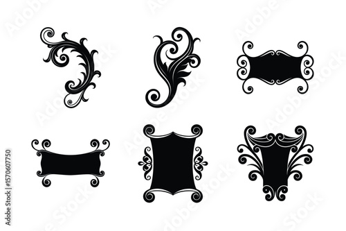 Retro styled elements and divider designs Silhouette Vector illustration