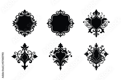 Antique scrollwork collection for vintage decor Silhouette Vector illustration