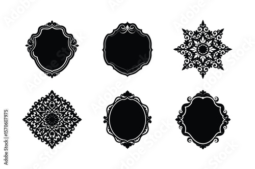 Classic ornamental dividers and accents set Silhouette Vector illustration