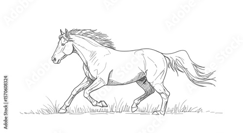 horse vector illustration - line art