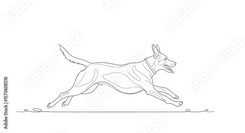 Line Art of a Dog Running