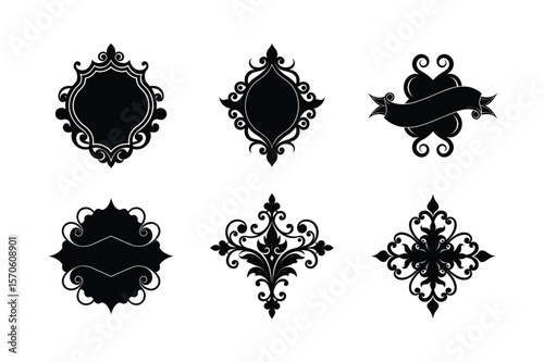 Classic decorative motif design vector pack Silhouette Vector illustration