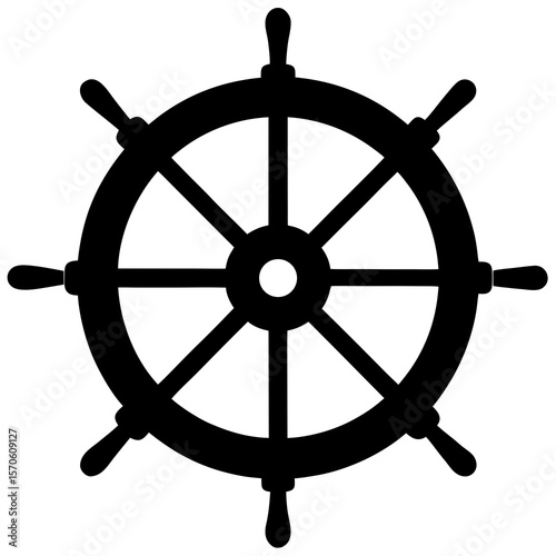 Ship Helm Silhouette Vector