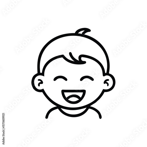 Laughing child face icon for parenting blogs, emotional health content, and children’s happiness awareness