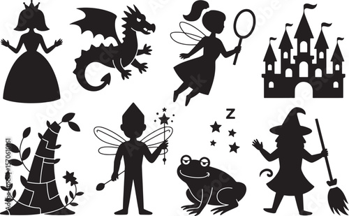  Magical Fantasy Creatures Seamless Pattern: Dragon, Fairy, Frog & Wonderland Symbols