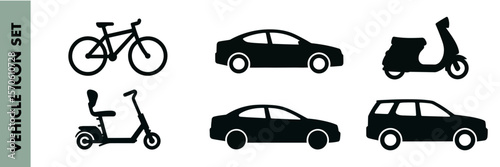 Silhouettes of vehicles for transportation theme