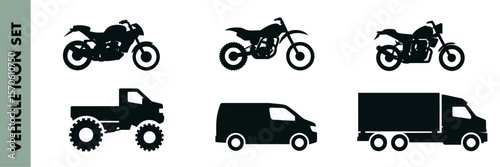Silhouettes of vehicles for transportation theme
