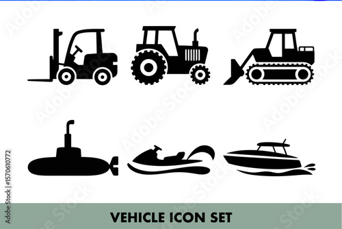 Silhouettes of vehicles for transportation theme