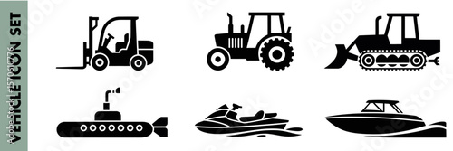 Silhouettes of vehicles for transportation theme
