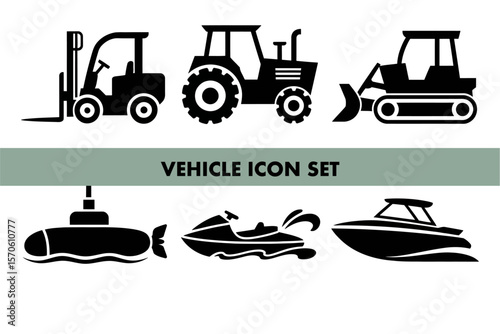 Silhouettes of vehicles for transportation theme
