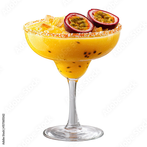 Passion Fruit Margarita Cocktail on Transparent Background