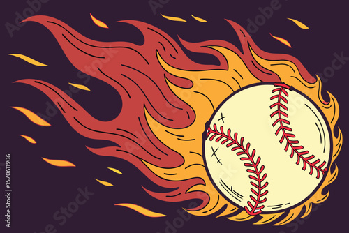 baseball ball on fire, dynamic flames, dramatic lighting, dark background, highly detailed, cinematic, vibrant colors, realistic, epic, dramatic