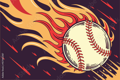 baseball ball on fire, dynamic flames, dramatic lighting, dark background, highly detailed, cinematic, vibrant colors, realistic, epic, dramatic