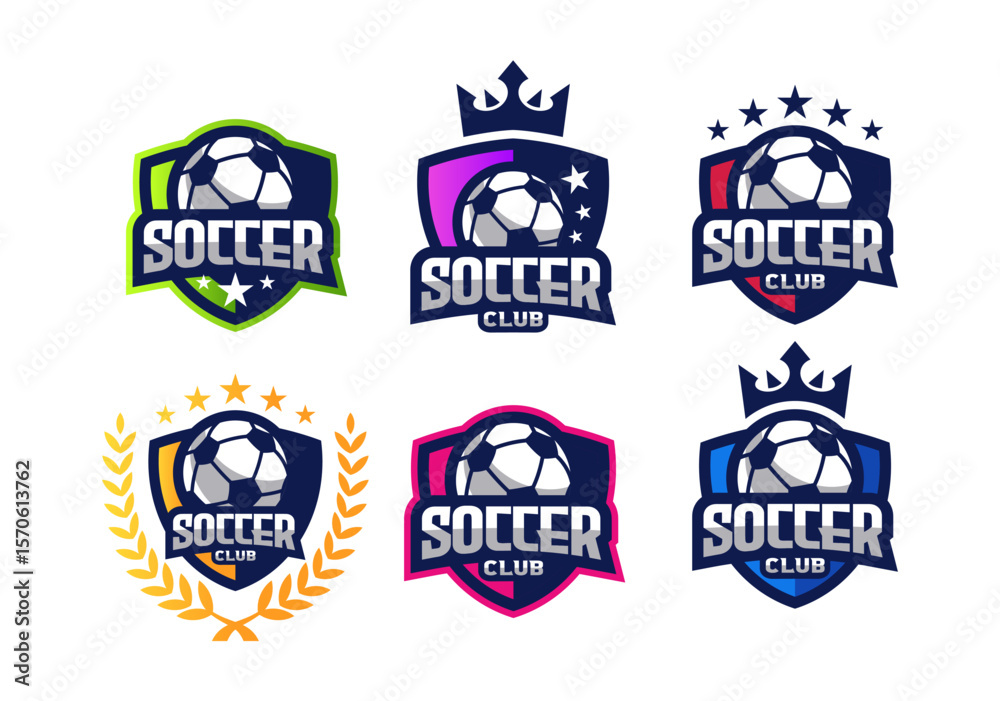 Obraz premium Football soccer emblem logo template design set collection