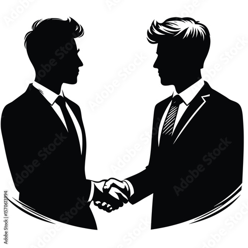 Businessmen handshake silhouette vector illustration isolated on white background