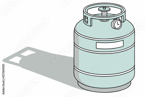 Isometric illustration of a propane tank in a flat design with a shadow effect and transparency for diverse design applications.