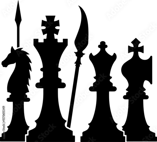 Medieval Warrior Silhouettes vector bundle