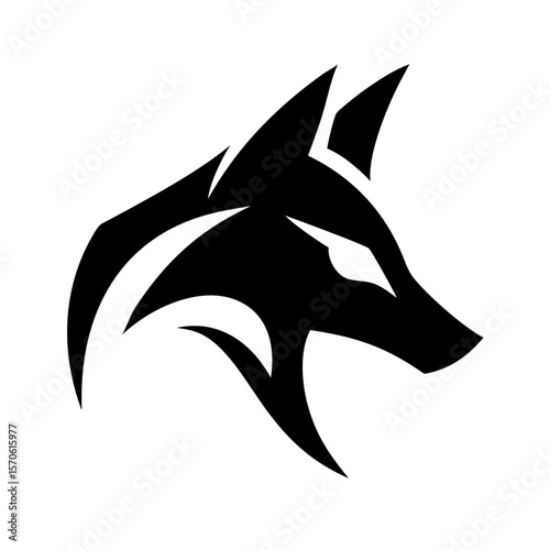 Black Wolf Head Logo, Tribal Style Vector Illustration