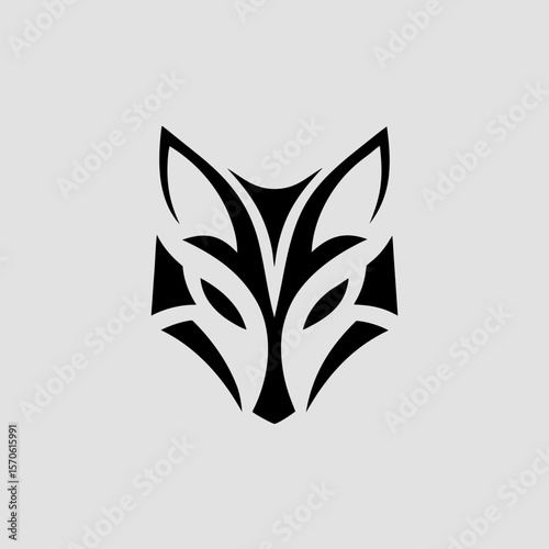 Abstract Tribal Fox Head Logo Design, Vector Illustration