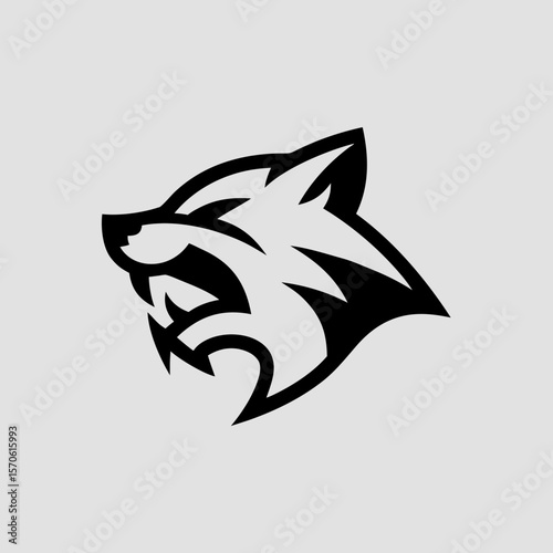 Aggressive Raccoon Head Logo, Vector Mascot Design, Black And White