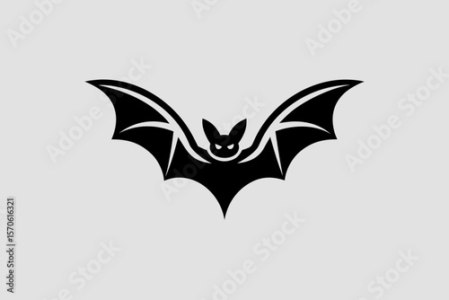 Black Bat Silhouette Vector Illustration, Halloween Design