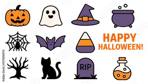 Happy HalloweenSpooky Halloween Icons Free Downloadable Cute & Creepy Illustrations for Autumn Holidays