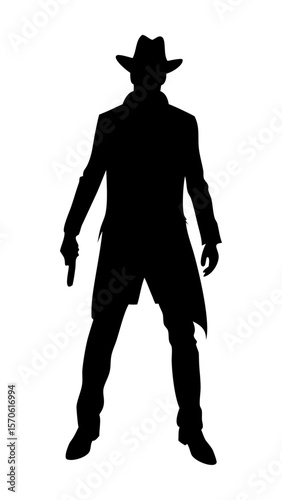 vector silhouette of a cowboy