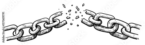 broken chain breaking free freedom concept vector sketch