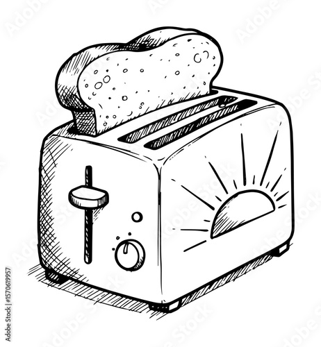 retro toaster with toast popping out sketch