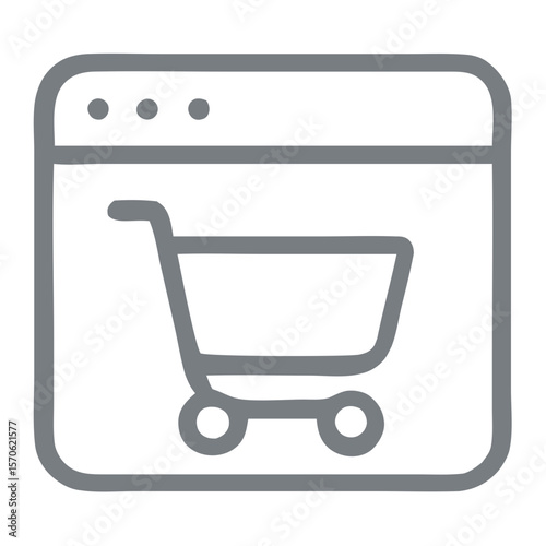 Glyph Online Shop Cart Symbol with Browser Window Icon Sign