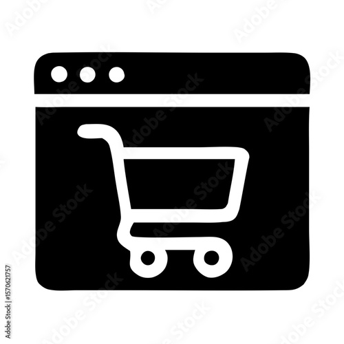 Black Glyph Website Shopping Cart Symbol Isolated Commerce Icon