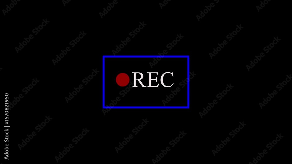 Inscription REC and blinking red circle dot isolated on transparent background with alpha channel, Animation of Motion recording animation. 