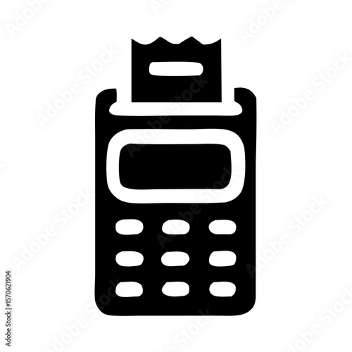 Simple Glyph Payment Terminal Icon with Receipt and Numeric Keyboard
